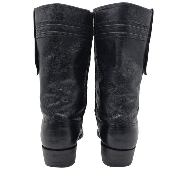 Vintage Lucchese San Antonio Mens 11D Black Leather Zip Cowboy Western Boots - Picture 8 of 13